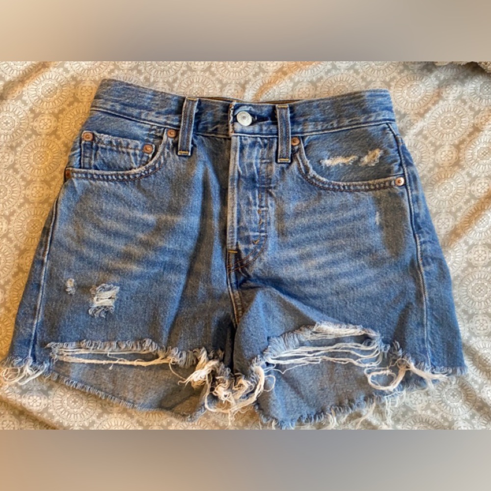 Levi’s rib cage distressed jean shorts